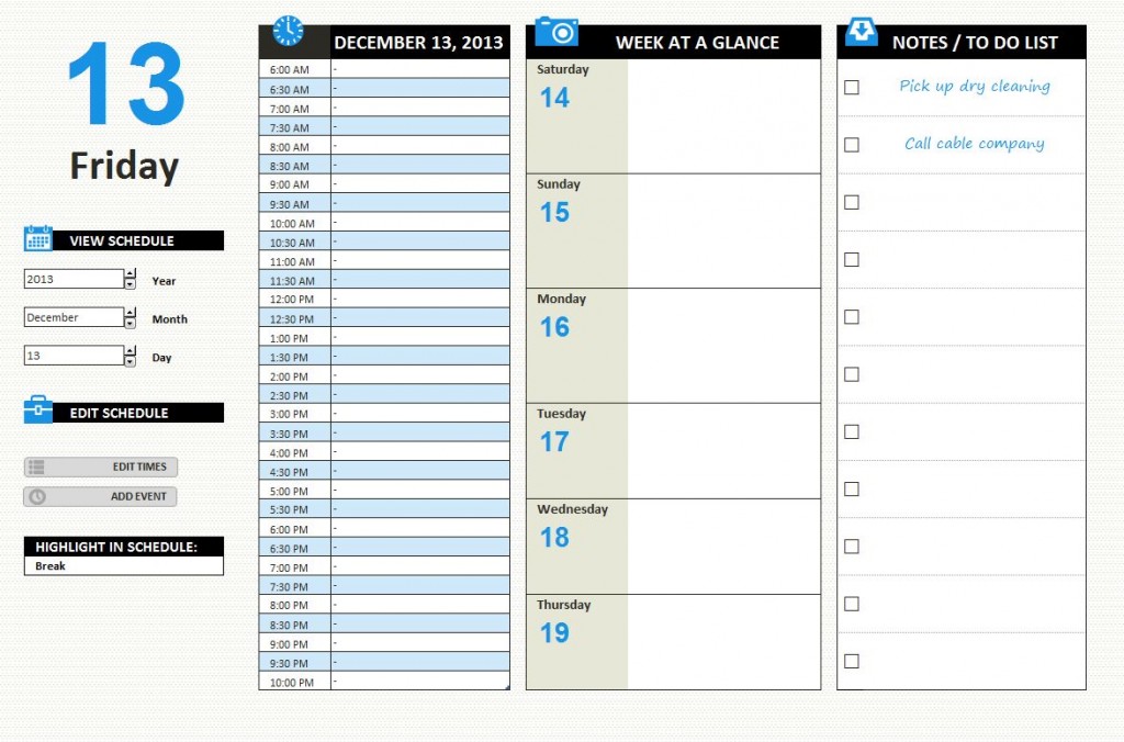 Daily Schedule Template Excel Task List Templates