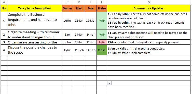 Excel Task Tracker Template Task List Templates