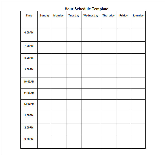 Hourly Schedule Template Task List Templates
