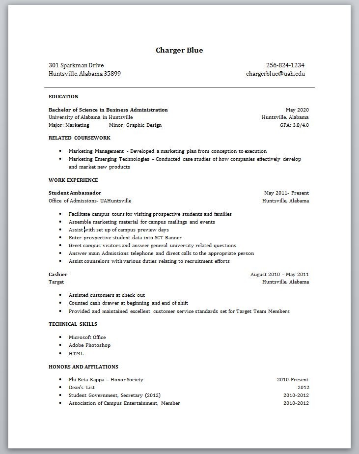 Resume For College Student With No Experience Task List Templates