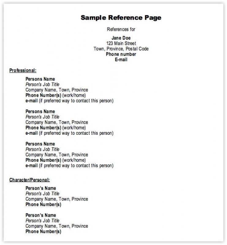 Resume References Format Task List Templates