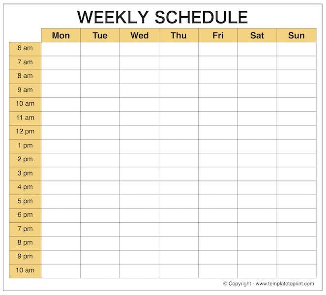 Weekly Schedule Maker task list templates