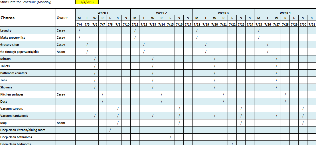 Cleaning Checklist Template Excel Task List Templates