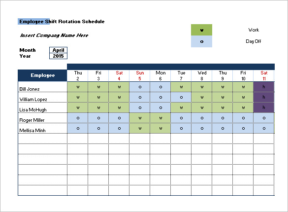 Rotating Shift Schedule Template Task List Templates