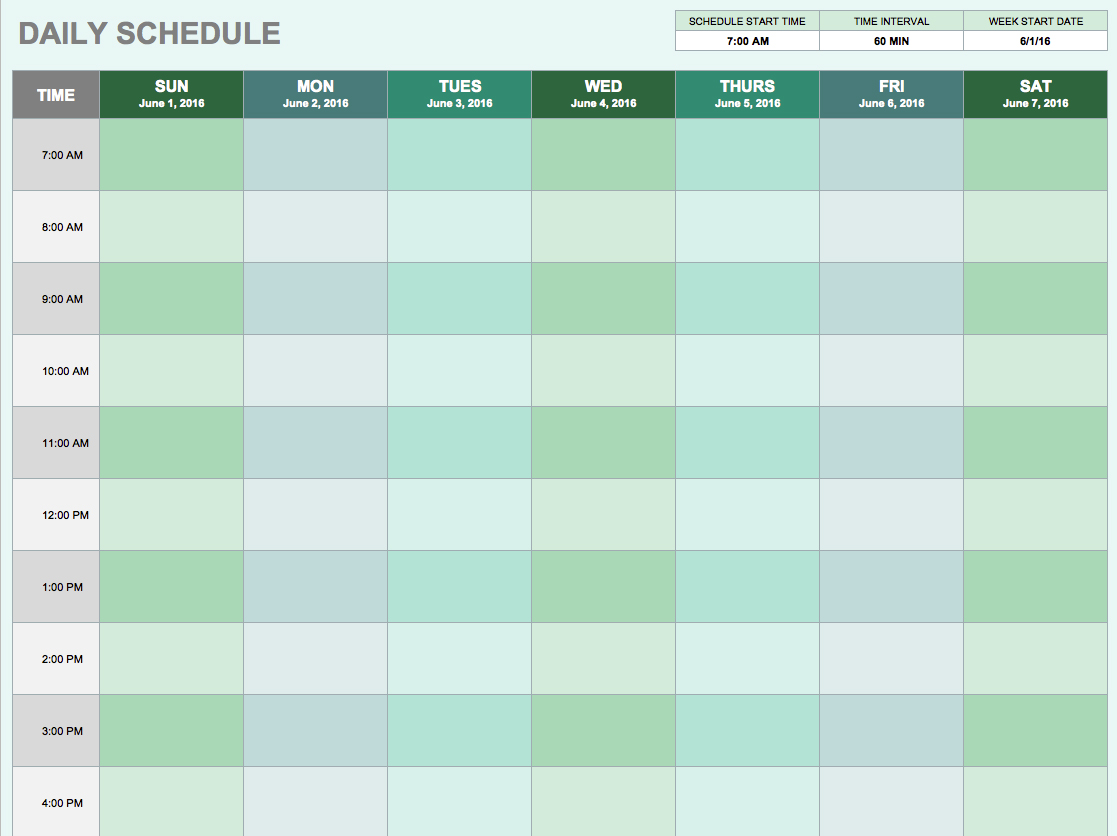 Daily Schedule Template Task List Templates