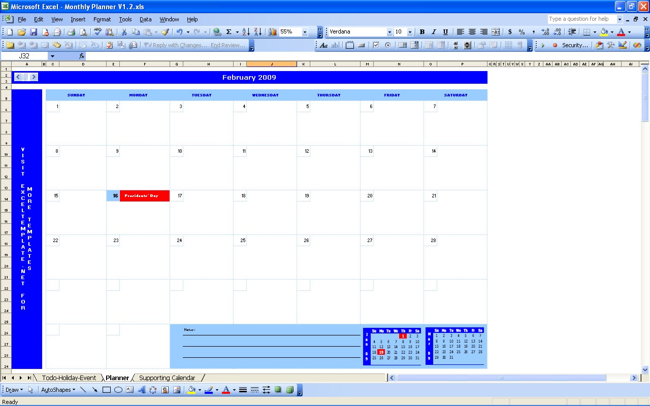 Task Planner Calendar Excel Templates