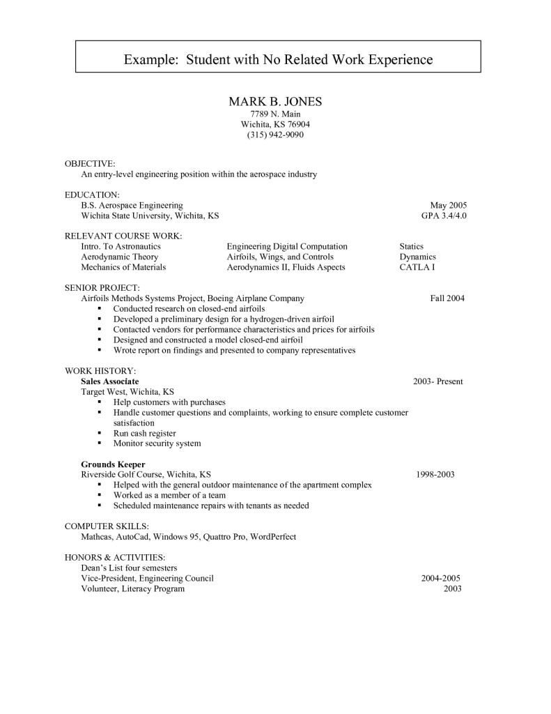 Resume Template With No Work Experience