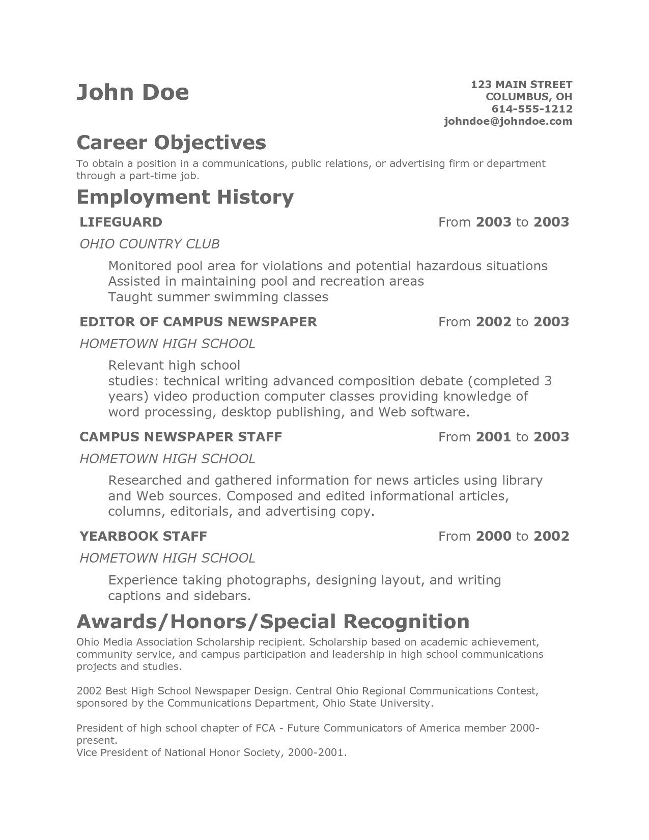 resume objective examples builders