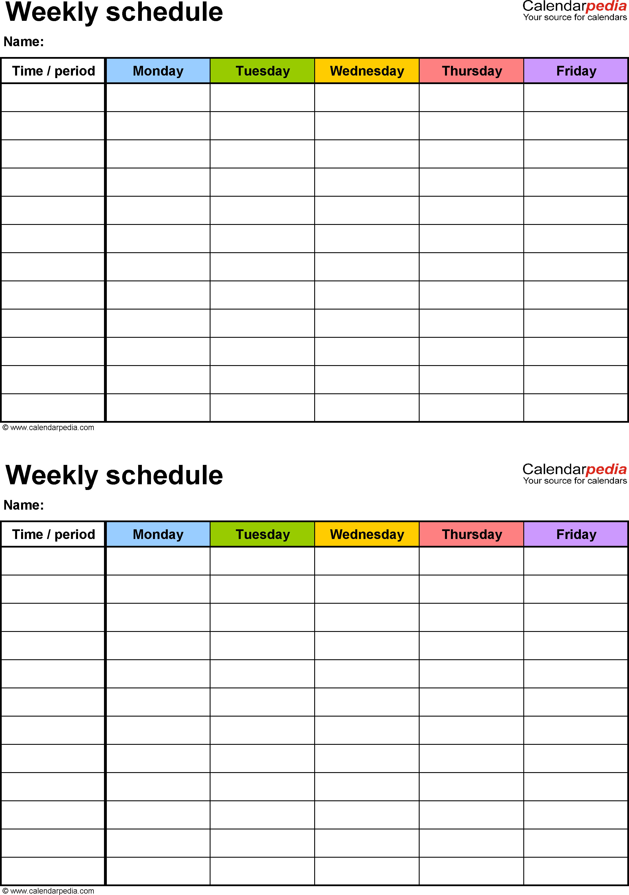 Weekly Schedule Template Pdf Task List Templates