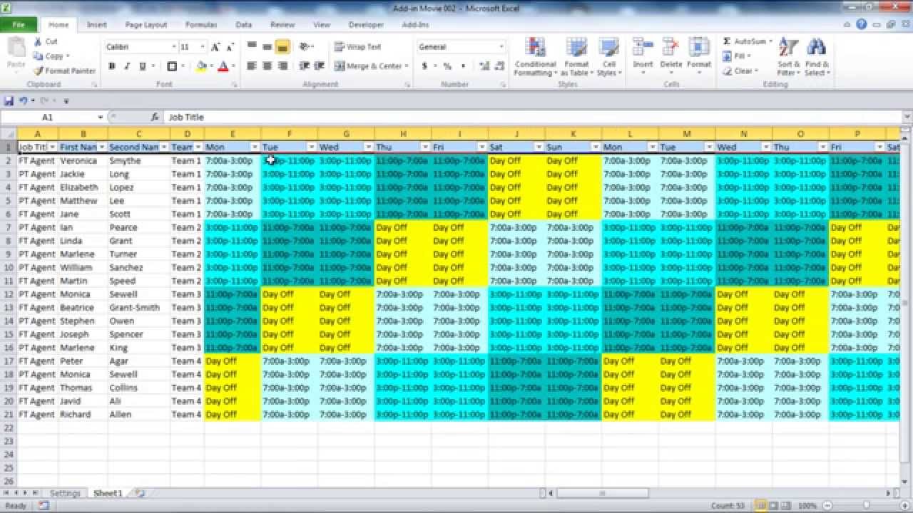 Monthly Employee Shift Schedule Template Task List Templates