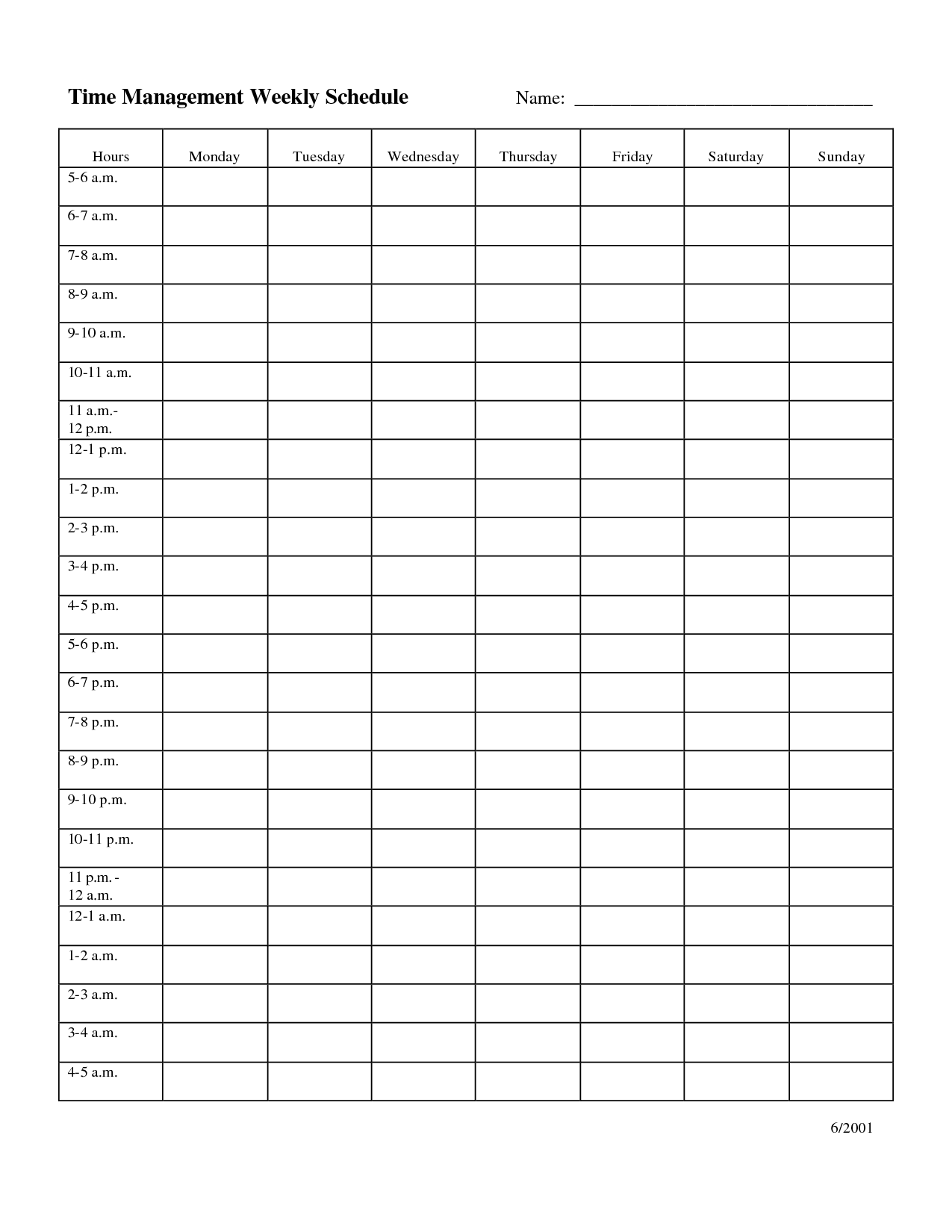 Time Management Schedule Template Task List Templates